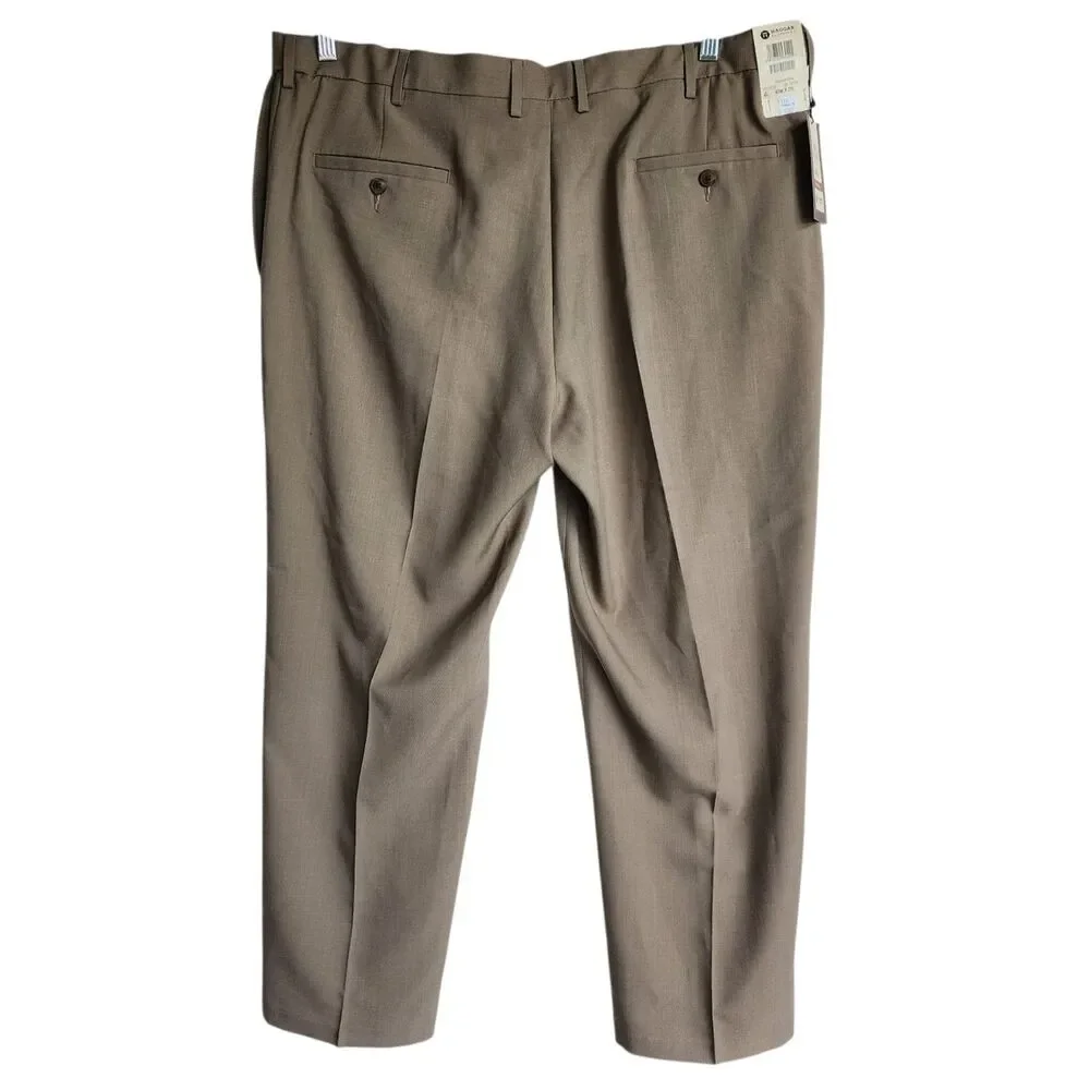 ​Haggar E-Clo Stria Dress Pants Men 40x29 Taupe Brown Classic Fit NWT Repreve